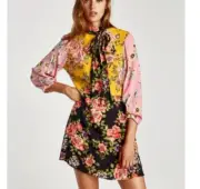 Nwt Zara BLOGGER FAV Floral Patchwork dress L