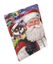 Jolly Old Saint Nick Santa Alaskan Malamute Dog Woven Throw Sherpa Blanket T41