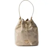 [Prada] Prada Crystal-embellished Drawstring Bucket Bag ONE SIZE NEUTRALS