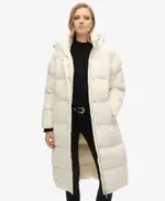 Hooded Longline Puffer Coat | Off White