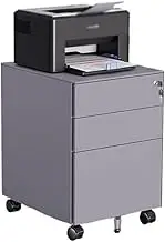 Filing Cabinet Practical Movable Cabinet Steel File Cabinet Office Storage Cabinet Under The Table Mobile with Locking Data Drawer Cabinet Storage Cabinet Storage Cabinet(Gray)