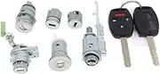 Lock Set Ignition Switch Door Lock Cylinder 2 Key Shell, for Accord, 2003-2007 Door Lock Cylinder Barrel(Black 6pcs Lock-4 Button)