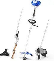 [Wild Badger Power] 26cc Weed Killer, Gas Powered, 4-in-1 Grass Trimmer, Rotary Cutter, Hedge Trimmer and Brush Cutter Blade, Multiple Yard Care Tools, Rubber Handle and Shoulder Strap in