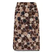 [N21] Medium Waist Floral Sequined Skirt