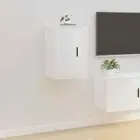 2 PCS TV Cabinet High Gloss White Entertainment Unit Stand Media Player Storage