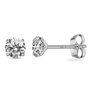 Catzon 925 Sterling Silver Stud Earrings with Cubic Zirconia for Women-Silver Back