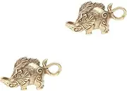 2pcs Copper Necklace Accessory Locket Key Pendant Keychain Accessories Brass Wild Boar Widget Brass Hanging Pendant VILLFUL