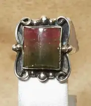 Rings (RNG22): Navajo - Watermelon Tourmaline Faceted Ring, 17 Ct