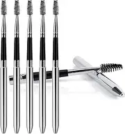5 PCS Disposable Eyelash Brushes Eyebrow Brushes,Lash Spoolies Mascara Wands,Portable Cosmetic Eyelash Mascara Brushes,Spoolies for Eyelash Extensions and Brush Makeup Tool (Silver)
