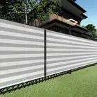 4FT Outdoor Fence Privacy Screen Gray White Strip Backyard Shade Zip Tie