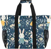 [sanluoli] Tote Bag For Women Collapsable Beach Bag Sandproof with Handles Tote Bag For Car, Parents' Day Rabbit Family Cute Cartoon, 1 size