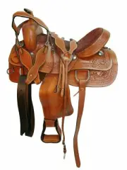 Leather Western Horse Tack Saddle With Set Size- (10" to 18") Inch