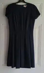 Brooks Brothers Women Black Pleated Short Sleeve Dress Back Zip Lined Size 4