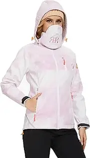 [REYSHIONWA] Women's Waterproof Breathable Softshell Jacket, Transition Jacket, Windproof Rain Jacket, Functional Jacket with Hood