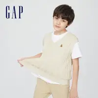 在飛比找蝦皮商城優惠-Gap 男童裝 純棉麻花針織V領背心-米色(400246)