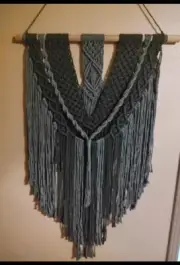 Boho Style Macrame Wall Hanging, Black& Gray Wall Decor, Handmade