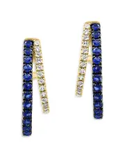 Bloomingdale's Fine Collection Sapphire & Diamond Graduated J Hoop Earrings in 14K Yellow Gold