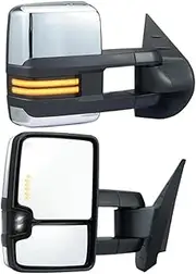 2 Pcs Towing Mirror Power Heated Temp Sensor with Signal Light Tow Mirrors Compatible for Chevrolet Silverado 2003-2014/GMC/Cadillac(2007-2014)