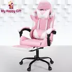 Artiss Gaming Chairs Massage Racing Recliner Leather Office Chair Footrest Pink