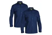 2 x Bisley Mens X AIRFLOW Ripstop Shirt BS6414- Navy