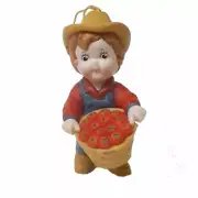 Campbell's Soup Kid Farmer w Tomato Basket Christmas Ornament NEW 3 1/2 in