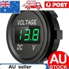 DC 12V-24V LED Digital Display Voltmeter Waterproof Round Voltage Gauge(Green)