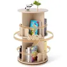 HONEY JOY Kids Rotating Bookshelf 360° Spinning 2-tier Bookcase w/8 Compartments