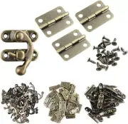 60Pcs Small Box Hinges and 30 Sets Antique Right Latch Hook Hasp with 360 Pcs Re