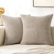 Corduroy Pillow Covers Pack of 2 Boho 16" x 16" (Pack of 2) Light Brown