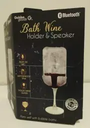 Gabba Goods G. Gray Marble Bath Wine Holder & Bluetooth Shower Speaker
