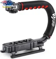 Video Stabilizer Handle Grip w/ Cold-Shoe Mount for DSLR Cameras & Camcorders