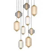 Telbix Lighting Torso 9-Light 43W LED Iron & Glass Lantern Style Pendant Light