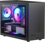 Micro ATX Case with Fans, 2x90mm Pre-Installed, Panoramic Tempered Glass 14.6L MATX PC Case Mini ITX PC Case with Type C & USB3.0, High Airflow,support 135mm cpu cooler, 310mm GPU and Standard ATX PSU