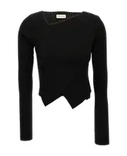 Asymmetrical knitted pullover M Black