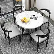 HOLGVE Office Reception Room Club Table, Cafe Balcony Living Room Simple Round Table, Kitchen Dining Table Set for 4, for Conference Meeting Areas, Libraries(Light Grey)