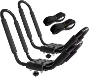 Kayak Roof Rack, 1 Pair J-Bar Roof Rack with 2 Ropes. Heavy Duty Kayak Roof Carr