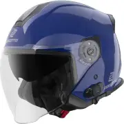 H586 BT Solid Blue Bluetooth Jet Helmet