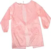 [FRCOLOR] Long Sleeve Apron Oilproof Cleaning Smock with Pockets Versatile Kitchen Restaurant Full Coverage Protective Apron Floral