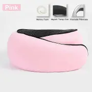 GGP Pink Velcro Tape Memory Foam U Shaped Neck Pillow Snail Travel Cushion For Airplane, Office Nap, And Travel Adjustable With Magnetic Therapy Cloth