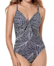Miraclesuit Lanai Pinup Black One Piece Swimsuit Women's L50525 Size 14