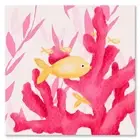 Oopsy Daisy Pink Coral and Little Fish Stretched Canvas Wall Art 10x10"