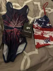 Simone Biles GK LEOTARD Gymnastics USA STAR BURST Sequin BLING/grip Bag SZ: CS