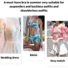 (Black )Backless Breast Bra Strapless Plunge Bra Silicone Comfortable Touch