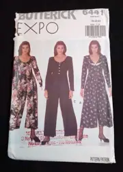Butterick UNCUT Pattern 6441 Size 18-22 Misses Wide Leg Jumpsuit Ruffle Collar