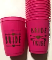 Hot Pink Bride& Bride Tribe Bachelorette Party Cups