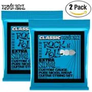 2-PACK Ernie Ball 2255 Extra Slinky Classic Pure Nickel Guitar Strings 8-38