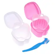 Denture Retainer Mouth-guard Storage Case with Denture Brush Oral Hygiene CR