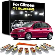 10Pcs LED Interior Trunk Light Kit, For C3 1 MK1 2002 2003 2004 2005 2006 2007 2008 2009 Car Map Dome Bulbs
