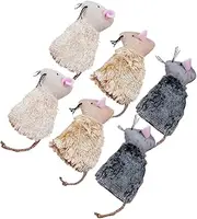 EXHUMKY 6pcs Interactive Plush Mice Cat Soft Mouse Teething for Kittens Durable Cartoon Design for Indoor Play and Furry Friend Entertainment