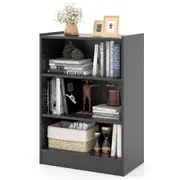 Costway 3-tier Adjustable Bookcase 2x18-level Adjusting Organizer Shelves Open Book Display Sturdy Bookcase Cabinet Ample Storage Rustic Black